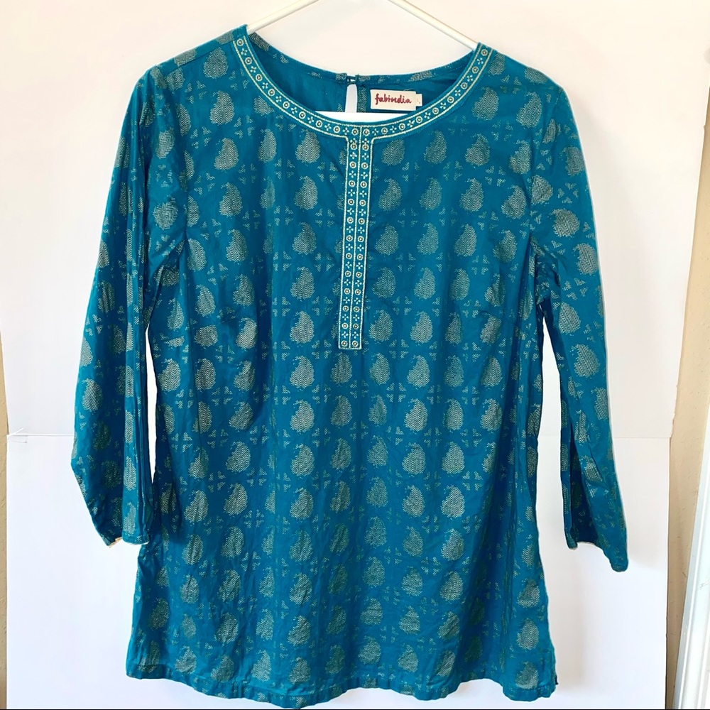 Women’s Kurta in Teal/Gold